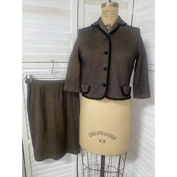 Vintage 50s/60s Brookshire Skirt Suit Jacket Pencil Mad Men Sz Small - Picture 1 of 10